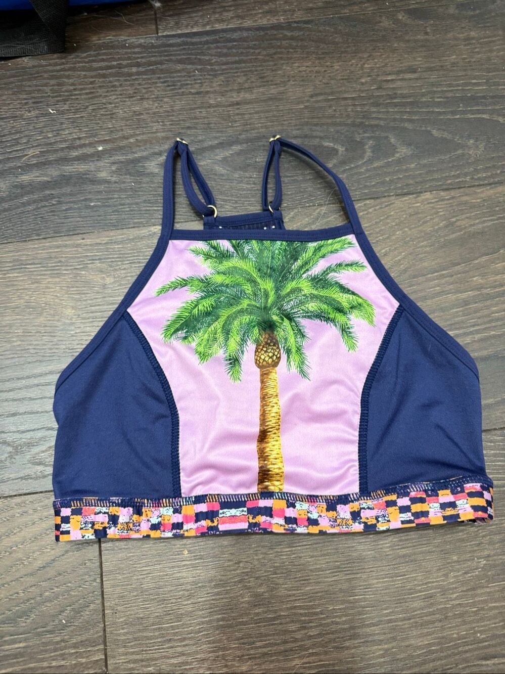 Naja Women’s Medium Blue Palm Tree Swim Top